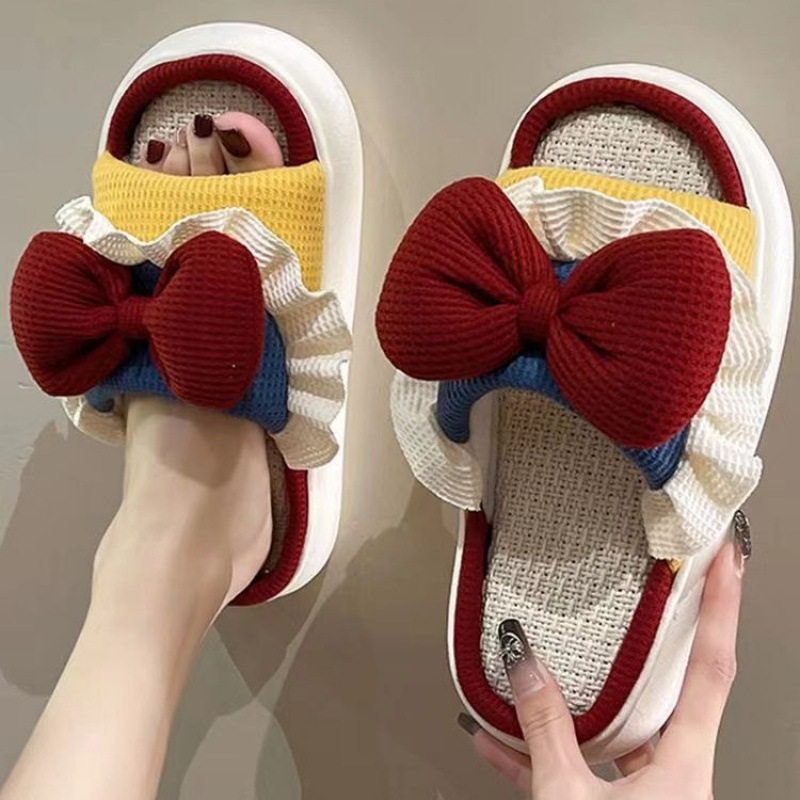 亚麻拖鞋女外穿公主风蝴蝶结春夏厚底室内防滑品质四季拖鞋,居家布艺,居家亚麻拖鞋,淘宝优惠券,粉丝福利购,淘宝优惠卷