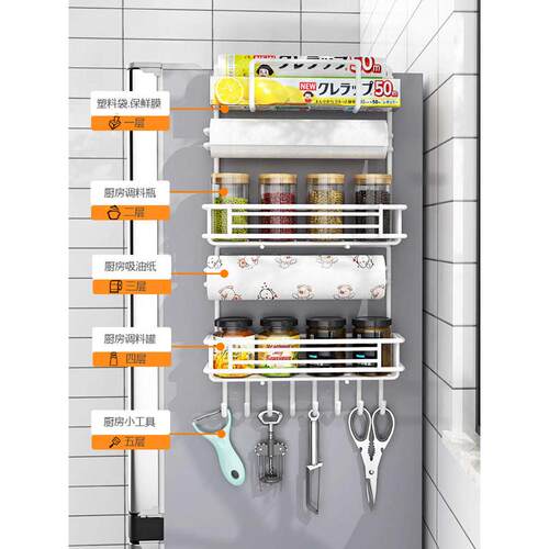 冰箱置物架侧面挂架多层厨房用品家用大全侧壁保鲜膜多功能收纳架