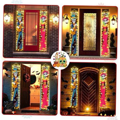 Halloween Lighted Porch Signs Banners Decorations Indoor