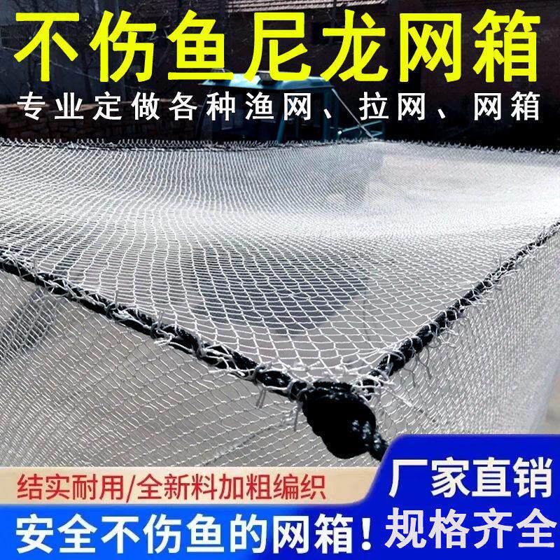 箱网养鱼白尼龙不伤鱼水产养殖防逃网鱼箱暂养大小鱼存鱼网箱定做