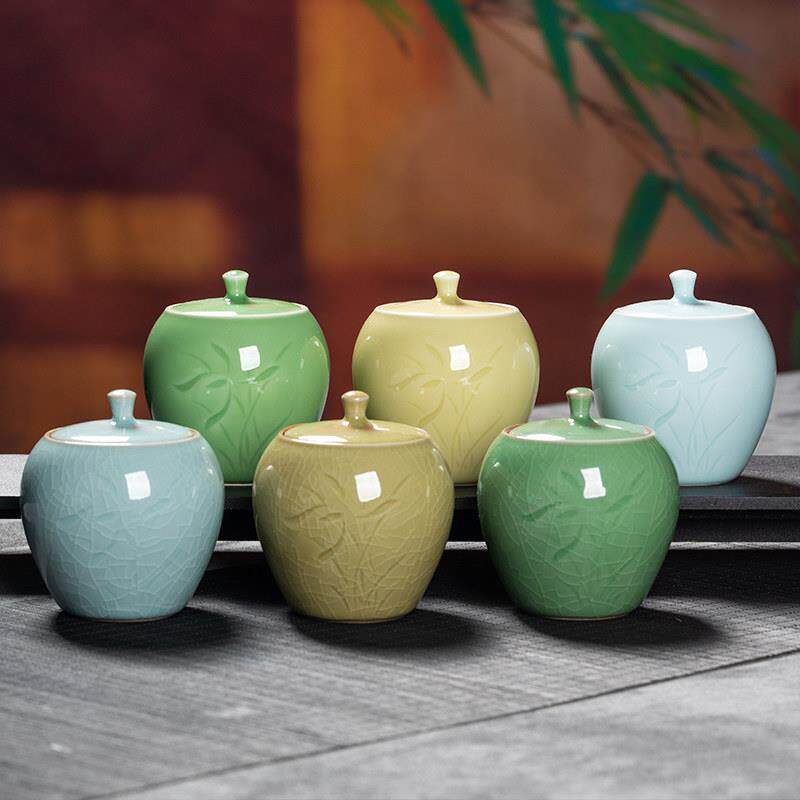 茶叶罐密封罐陶瓷茶叶盒醒茶罐小号通用收纳茶仓普洱红茶罐子茶盒