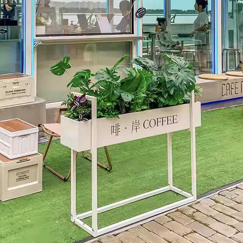 铁艺户外花架落地花箱简约种植花槽咖啡饭厅长条隔断围栏外摆定制
