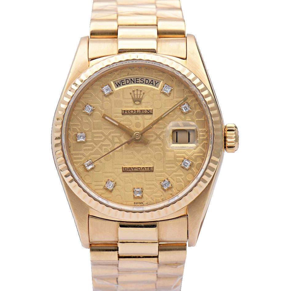 原装正品[9.8新]劳力士星期日历原镶钻自动机械男表18038