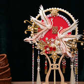 2456中式 新娘团扇送闺蜜结婚出嫁遮面扇子成品手工diy材料包