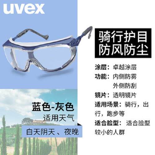 优维斯UVEX9175-260防雾防刮擦防冲击防风沙液体飞溅透明眼镜男女