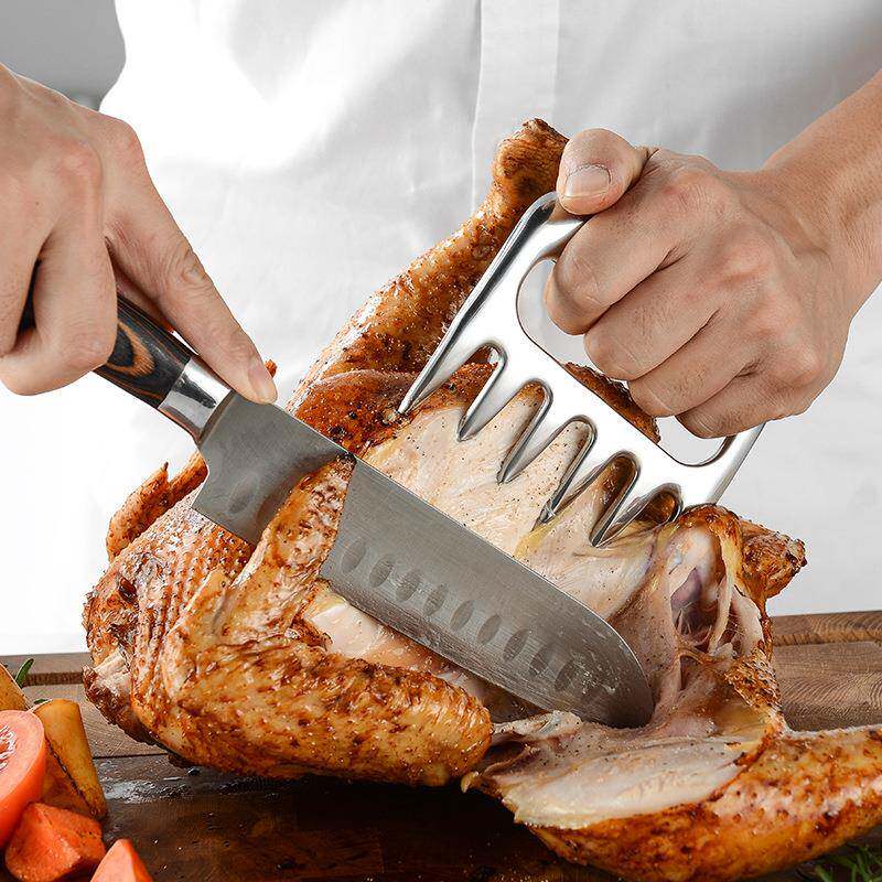 不锈钢熊爪分离器熟食分切器火鸡叉分肉器烧烤BBQ撕肉工具