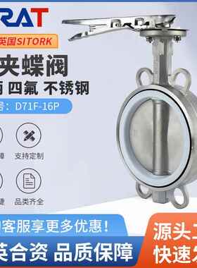D71F-16P耐酸碱304不锈钢手动手柄对夹式四氟蝶阀DN6580100150