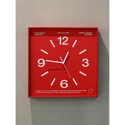 不争设计挂钟挂墙挂表简约设计客厅餐厅轻奢静音装饰画正方形挂钟
