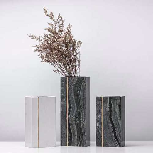 简约现代创意大理石花瓶摆件软装样板间售楼部客厅桌面花器装饰品