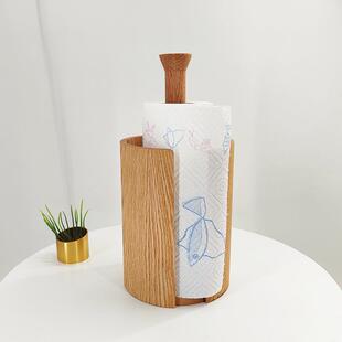 家用厨房餐桌纸巾保架实木置物架式立木质吸油纸架鲜膜卷收SJK纳