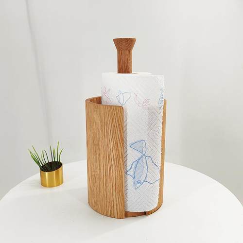 家用厨房餐桌纸巾保架实木置物架式立木质吸油纸架鲜膜卷收SJK纳