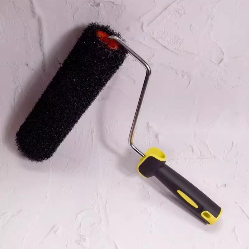 9寸花纹滚筒皮滚筒刷黑丝尼龙工具坪刷硅藻泥造型刷丝圈纹理