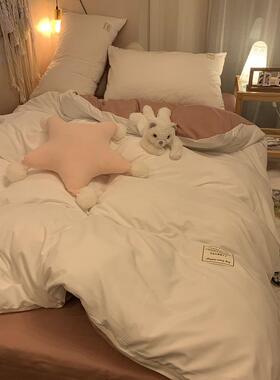 高档北风简约水洗棉贴标欧套现代风灰色床单床笠款件套四宿舍被三