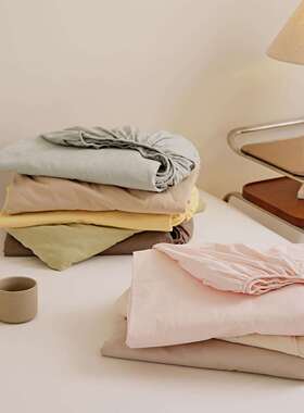 10S长0绒棉单床罩笠纯床上用品棉纯色简约单双人全棉床垫宿EH舍床