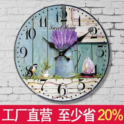 复古田园挂钟客厅欧式个性装饰时钟创意卧室静音壁钟现代简约挂表