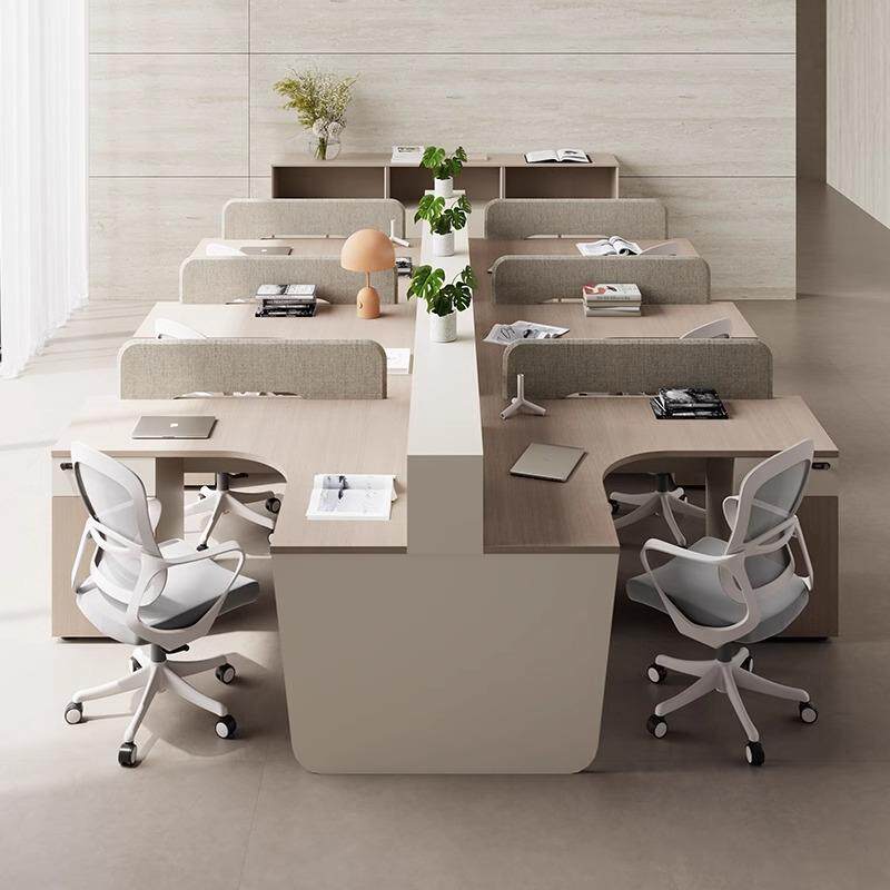 办公室办公桌职员工位 屏风卡座双2人4四6人位十字型转角办公桌椅