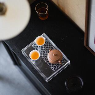 家用泡承台小零蓄水双层配茶茶盘亚克批发长方形储水力台干壶茶具