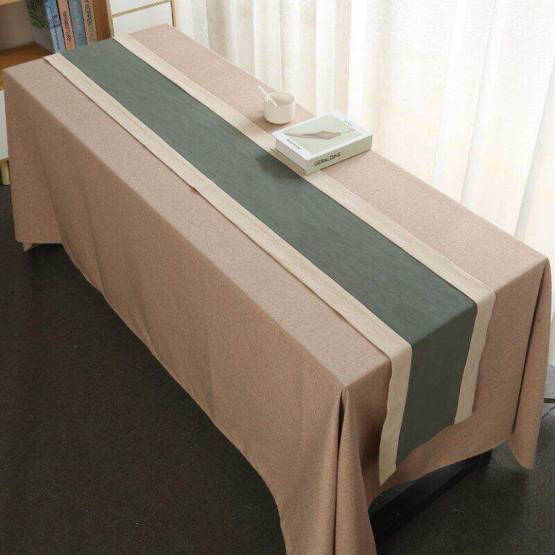 棉麻桌旗大号会议室桌布幼儿园长方形桌布新中式茶席尺寸定制