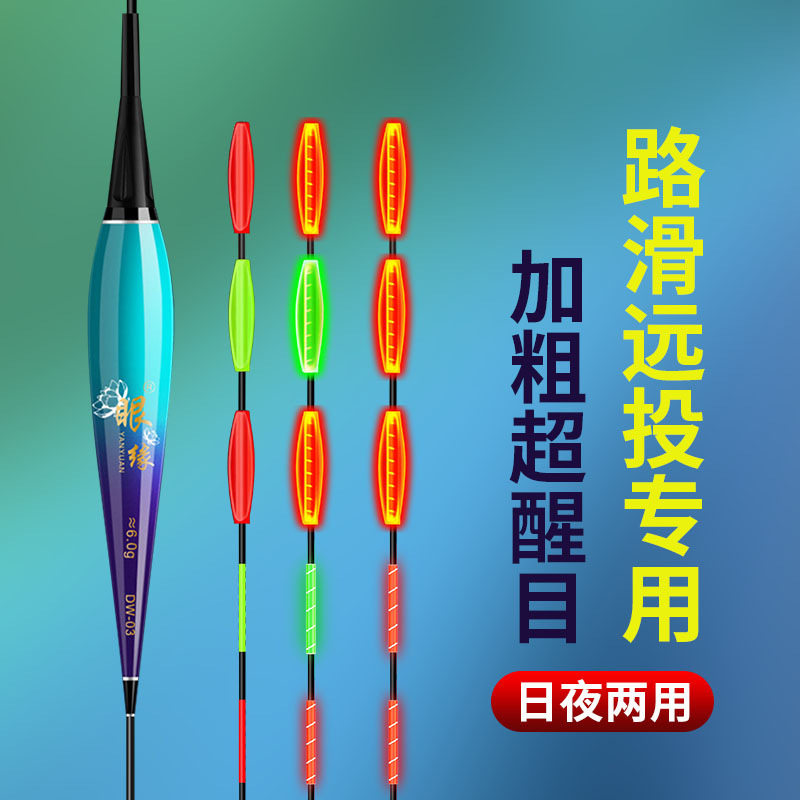 两用鲢鳙三角加粗鱼漂变色浮漂