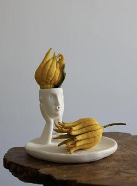 放佛手柑瓜果的托盘高脚高颜值陶瓷花瓶器皿盘子水果盘点心盘艺术