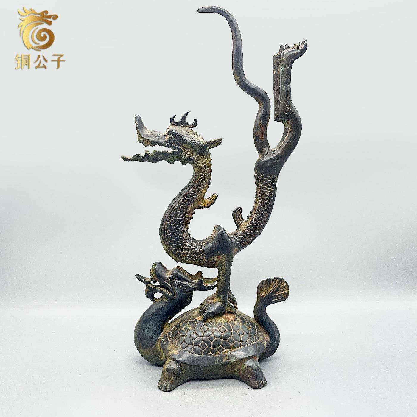 仿古青铜器龙龟工艺品动物造型吉祥如意摆件古玩铜器直销