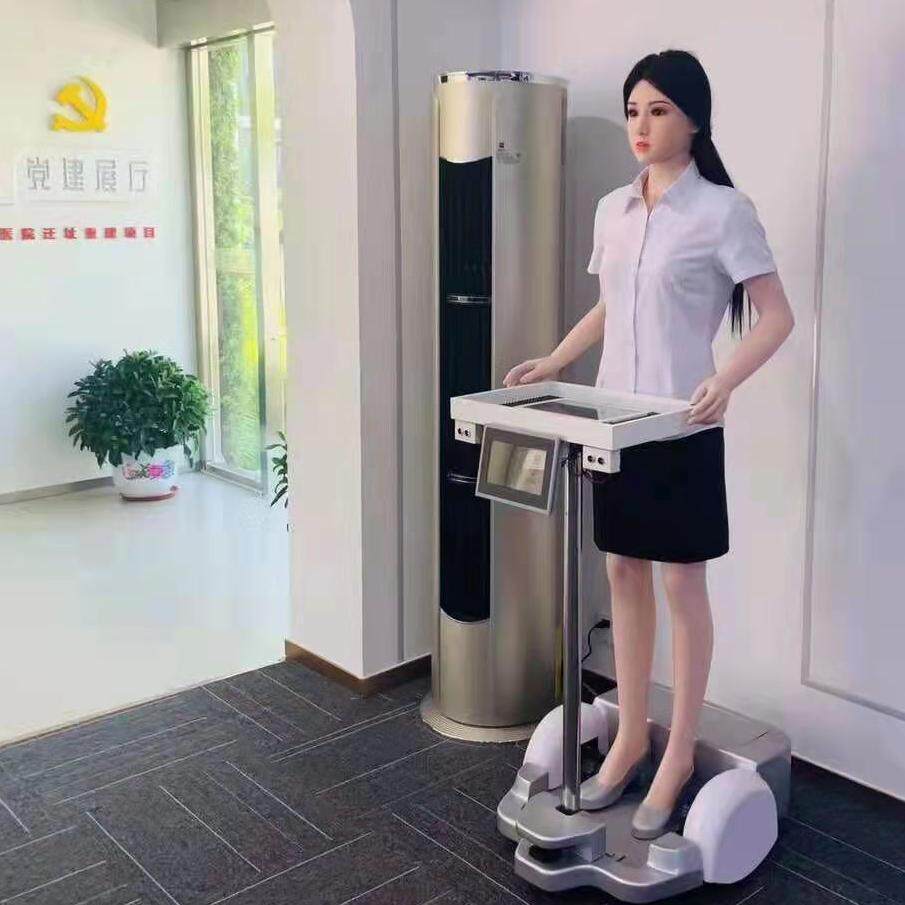 美女仿真迎宾接待机器人可送餐迎宾引领智能服务语音咨询广告宣传