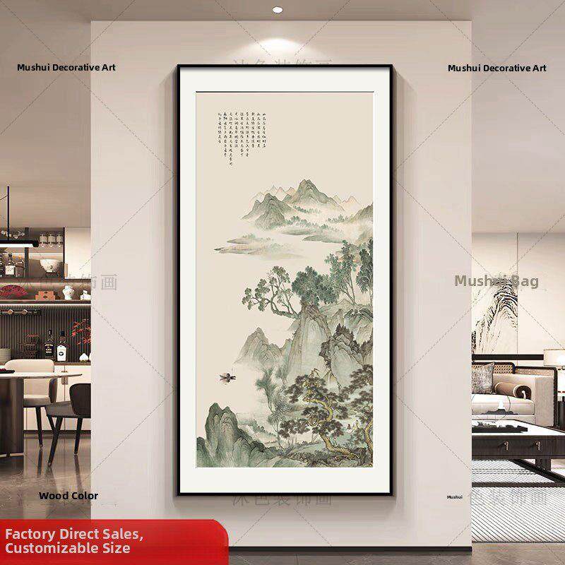 新中国风名画过道入口入口书房茶室装饰画客厅背景墙竖挂画