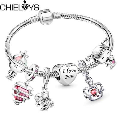 CHIELOYS Trendy Romantic Silver Color Charm Bracelet With