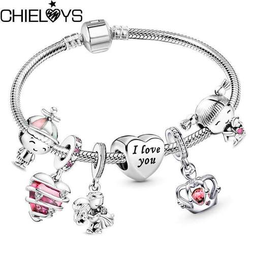 CHIELOYS Trendy Romantic Silver Color Charm Bracelet With