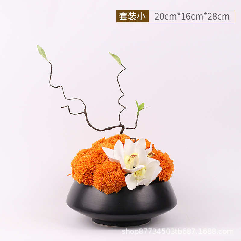 装饰品摆件盆栽绿植景中式样板房假茶几花艺客厅仿真餐桌花盆小新