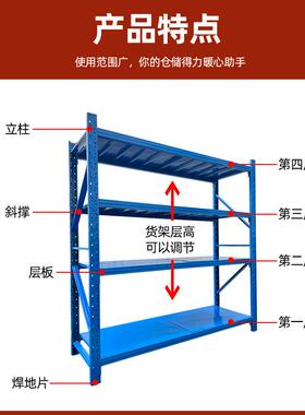 蝴蝶孔仓储架仓库型家用组合库置重物架厚房展示架加561铁架