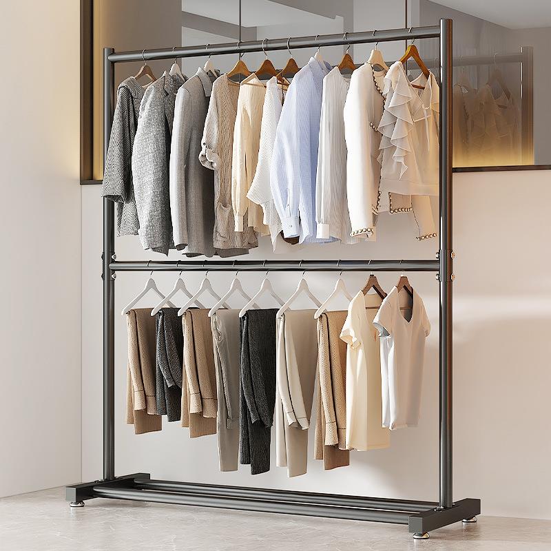 晾衣架落地折叠卧室内挂衣架衣帽架家用服装展示架简易凉衣服杆子