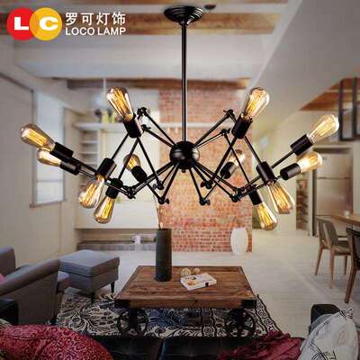 美式复古工业风餐厅客厅吊灯Chandelier创意个性服装店铁艺蜘蛛灯