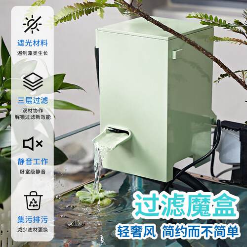 鱼缸过滤器挂壁式瀑布制氧All鱼便分离净水循环家用静音水泵
