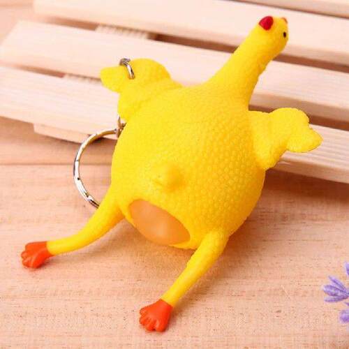 PVC Chicken Laying Egg Key Buckle Portable Squeeze Chicken