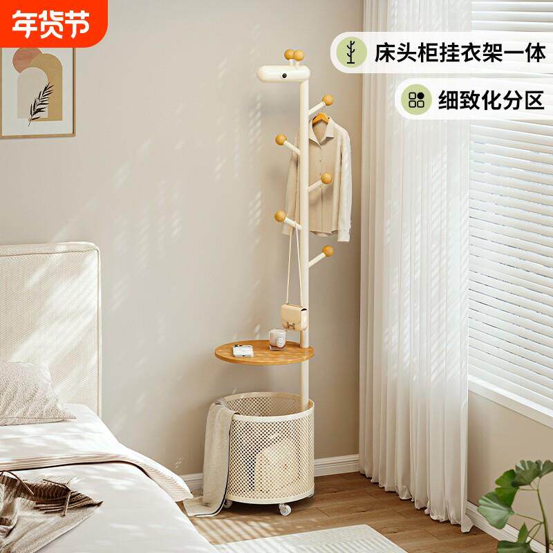 卧室门后挂衣架家用挂衣钩入户门收纳层架置物落地床头柜客厅简易