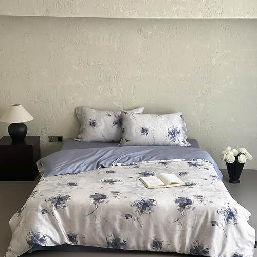 夏季60S双面天丝四件套花卉印花被套凉感丝滑1.8m1.5米床上用品
