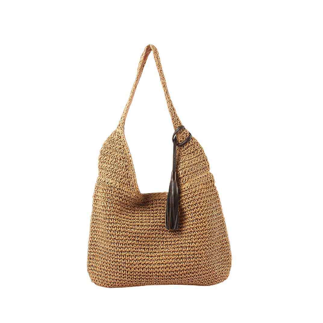 新款草编包厂家直销编织托特包流苏沙滩包大容量女包