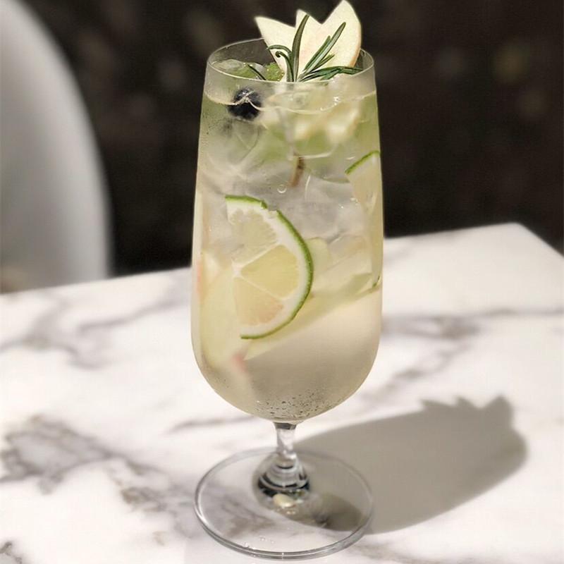 萌家买一赠一ins北欧格饮品杯cie高脚玻璃杯气泡水杯果汁包邮