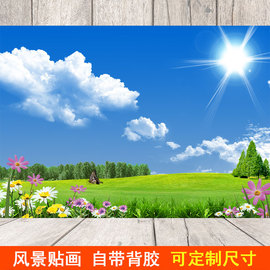 墙画自粘山水自然风景，画墙贴壁画卧室背景墙纸，装饰贴纸壁纸贴画