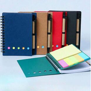 4-Pack Spiral Notebook Set-Pocket Notepad with Pen Loop,Stic