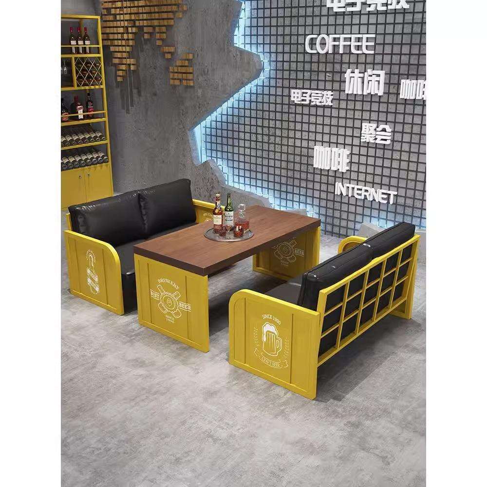 工业风小酒馆清吧酒吧卡座沙发奶茶店咖啡主题餐厅烧烤店餐吧桌椅