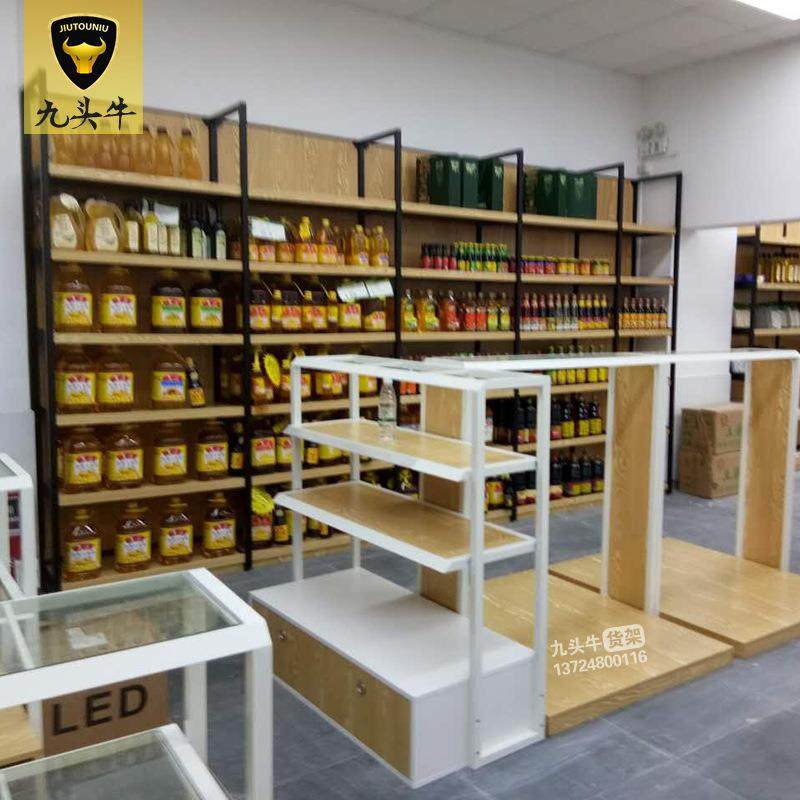 超市油货架展示架钢木米面店粮78用中岛陈列柜单面墙靠食油大米货,商业/办公家具,超市货架,淘宝优惠券,粉丝福利购,淘宝优惠卷