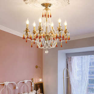 水晶吊灯法式 酒店别墅客厅大厅灯 客厅水滴灯餐厅灯具美式