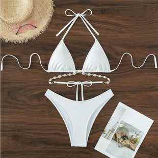 Sexy Halter Neck Shell Bikini Lace Womens Swimsuit