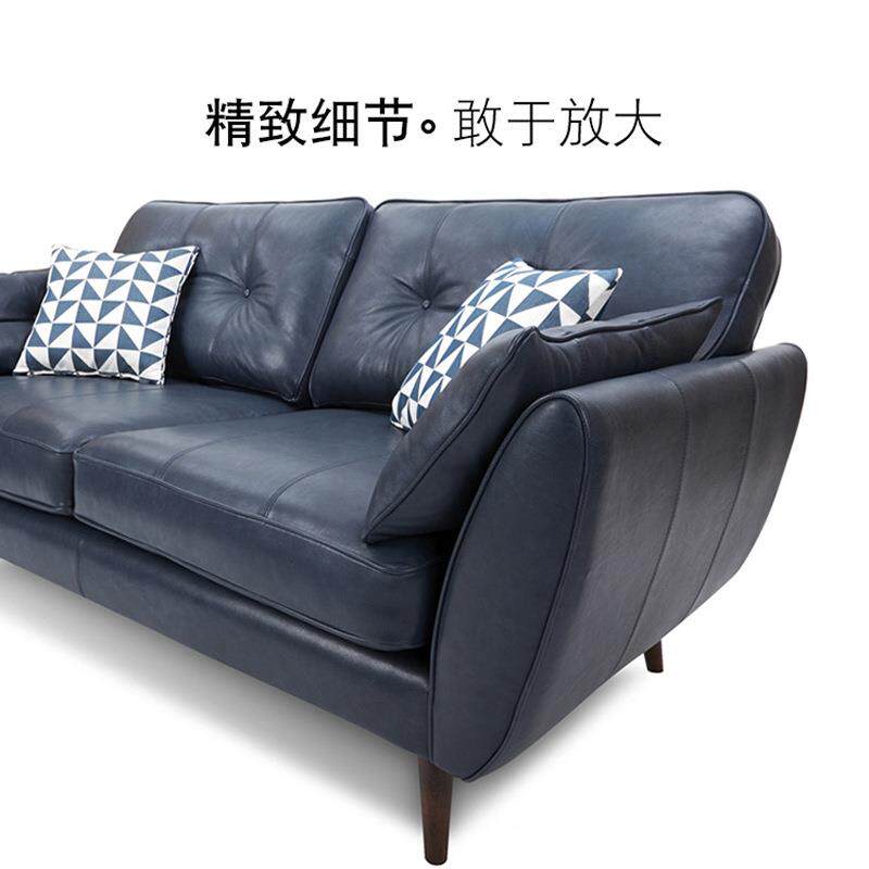 北欧双人三人沙发小户型客厅办公皮质沙发油蜡皮复古工业风沙发