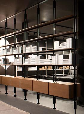 式铁艺ZY99书架落地实木书柜置极简书架客厅隔断意架满墙书物架多