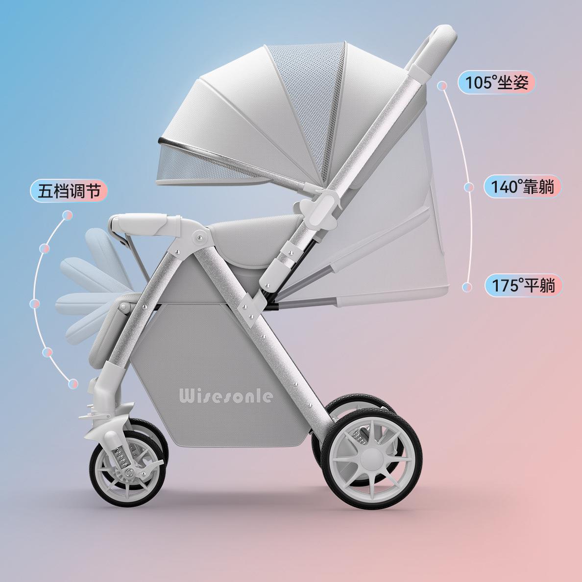 婴儿车遛娃高景观婴儿推车可坐可躺轻便折叠宝宝推车手推车童车