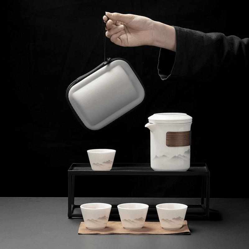 便携式旅行茶具套装高档羊脂玉白瓷快客杯户外陶瓷功夫泡茶壶茶杯