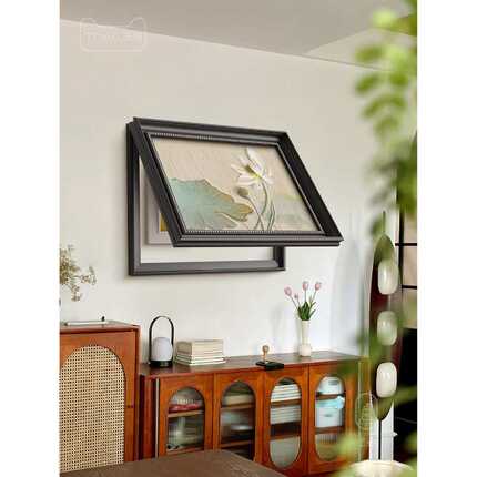 法式中国风电表箱盒装饰画客厅玄关荷花高级感配电箱遮挡画挂画